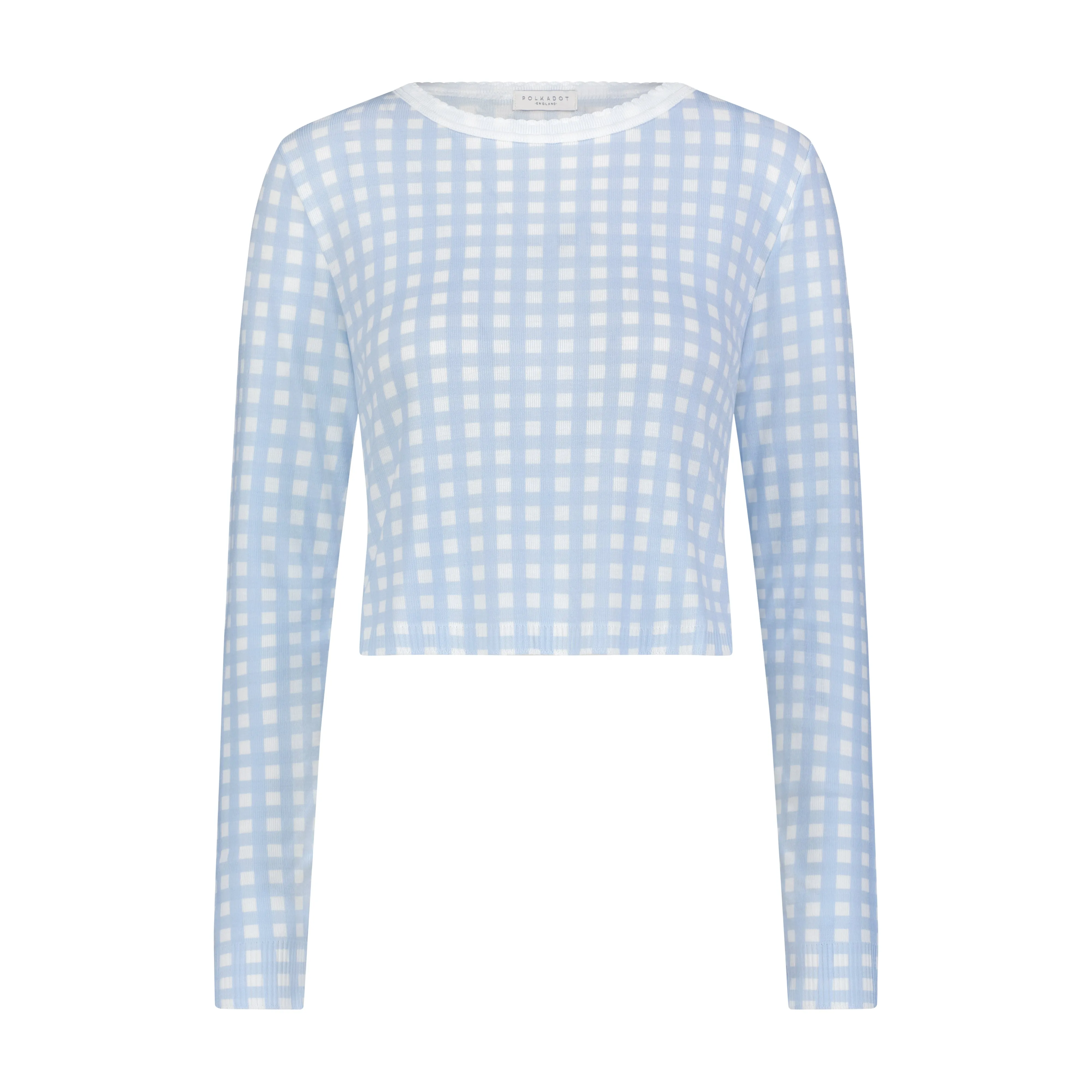 Polkadot NELL CROP SLOUCHY BLUE GINGHAM Print