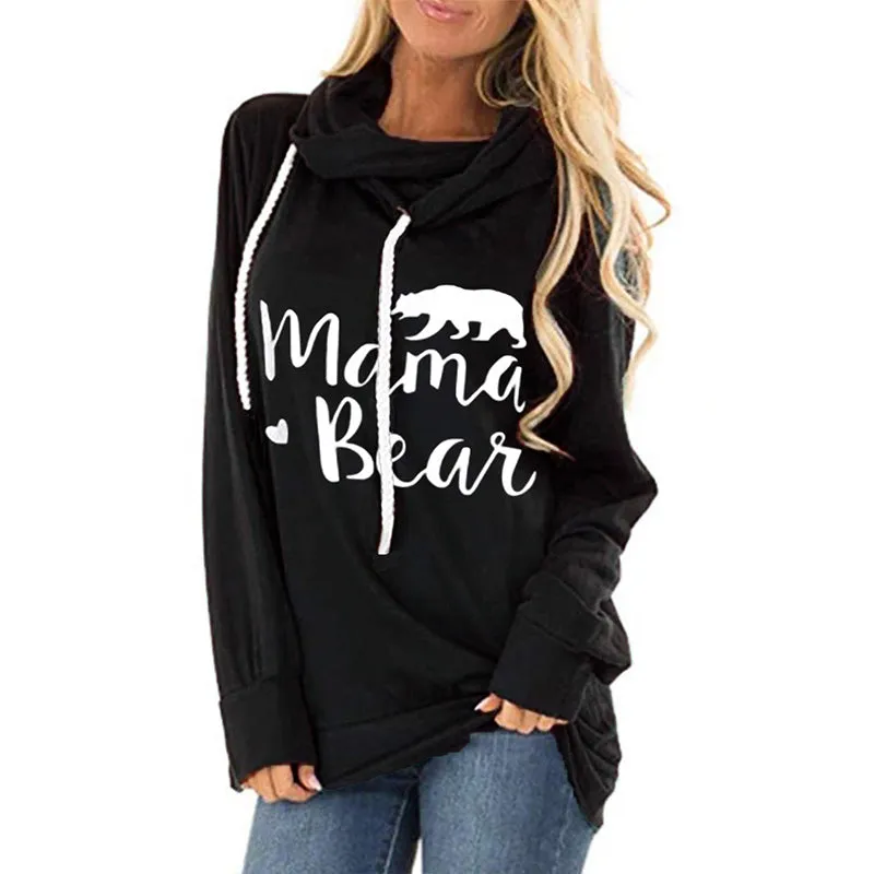 Pullover Drawstring Letter Print Loose Scarf Hoodie