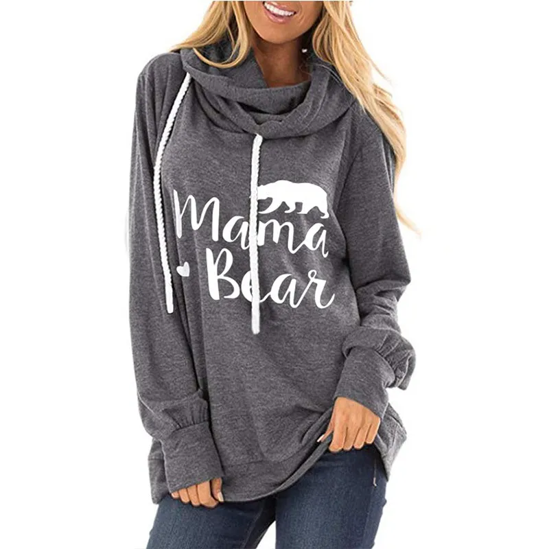 Pullover Drawstring Letter Print Loose Scarf Hoodie