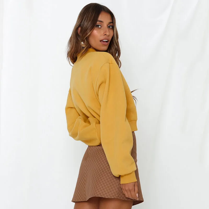 Pullover O Neck Cropped Hoodie