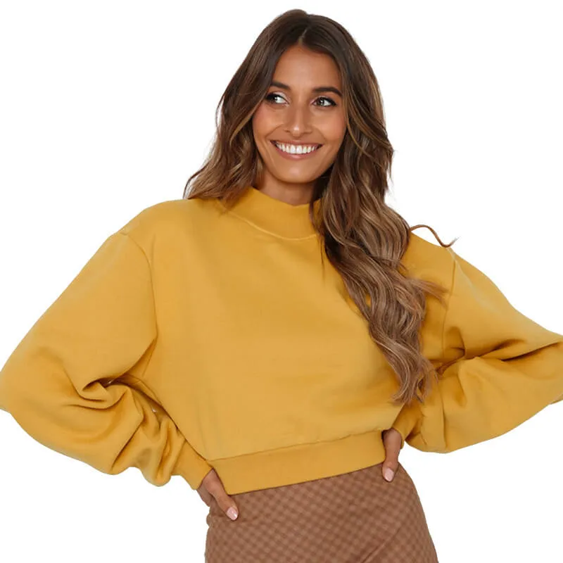 Pullover O Neck Cropped Hoodie
