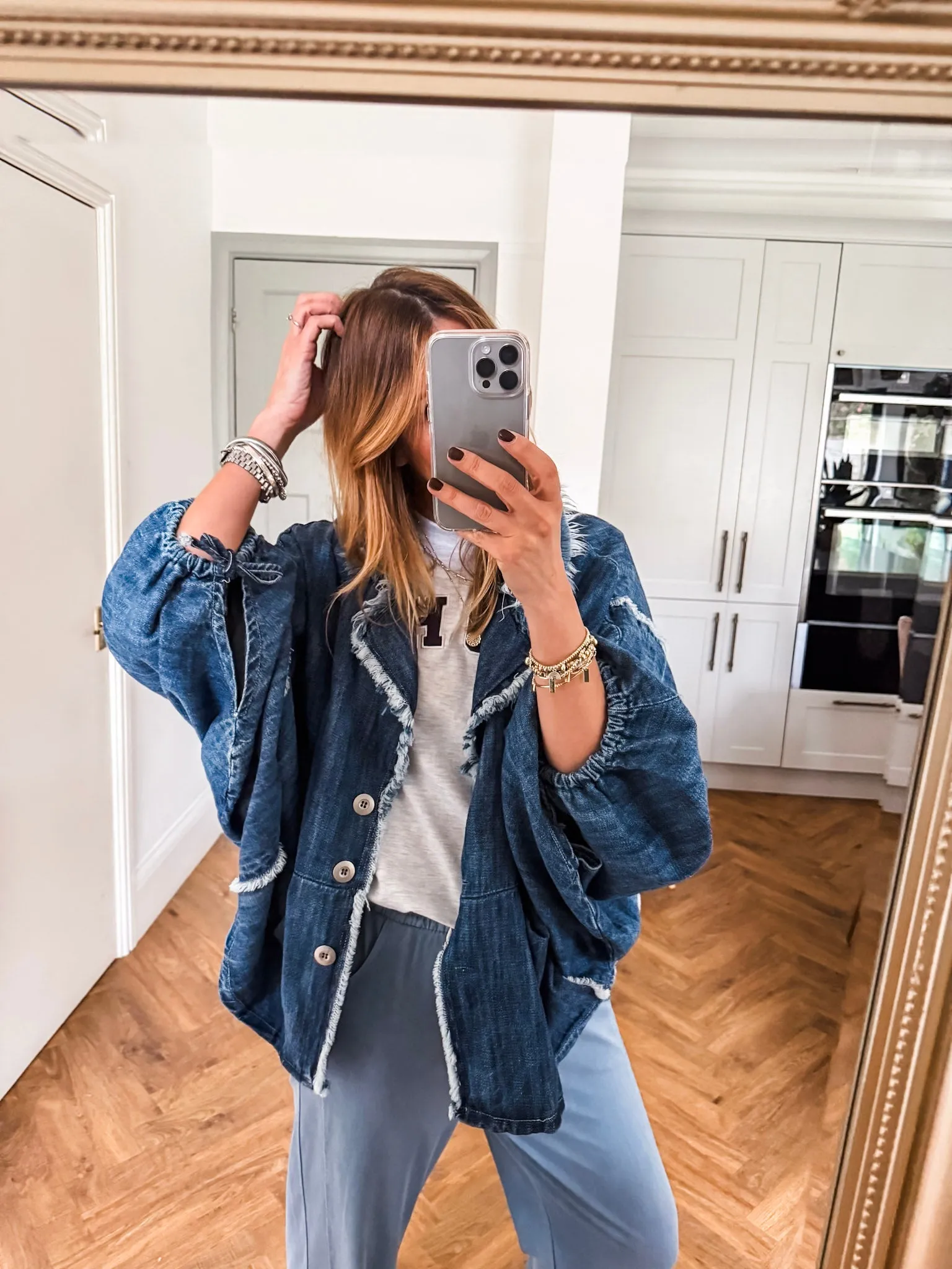 Raw Edge Batwing Denim Jacket