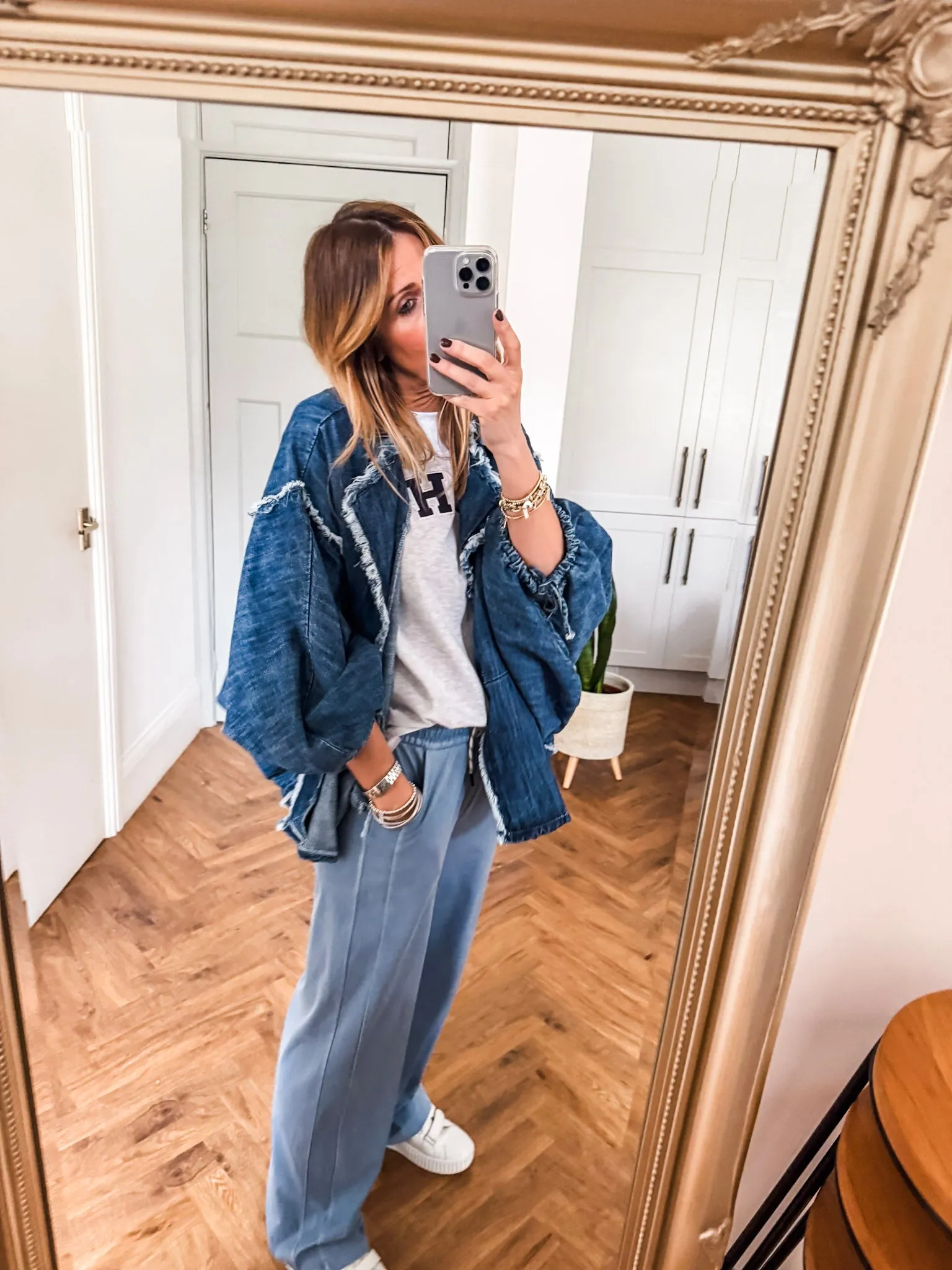 Raw Edge Batwing Denim Jacket