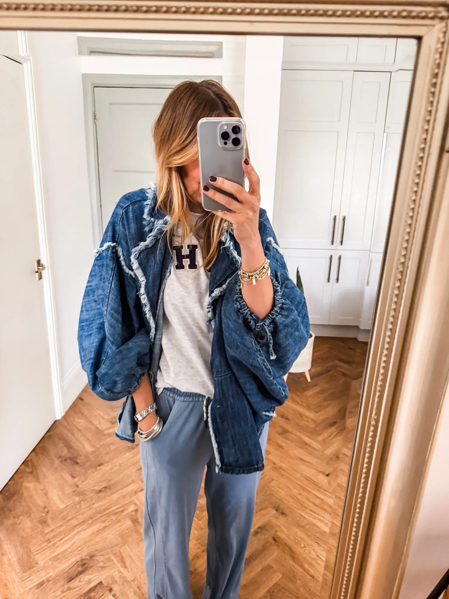 Raw Edge Batwing Denim Jacket