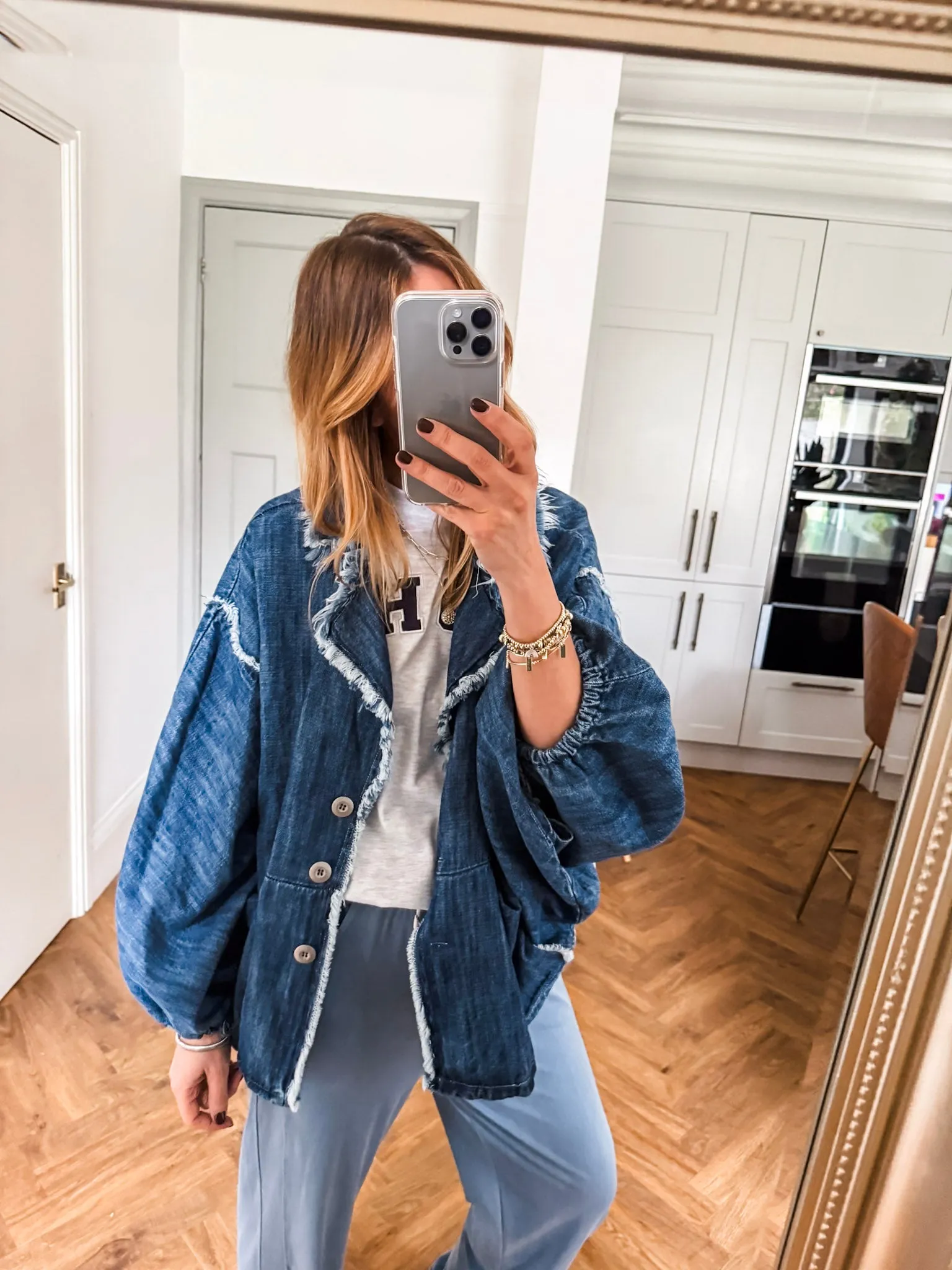 Raw Edge Batwing Denim Jacket