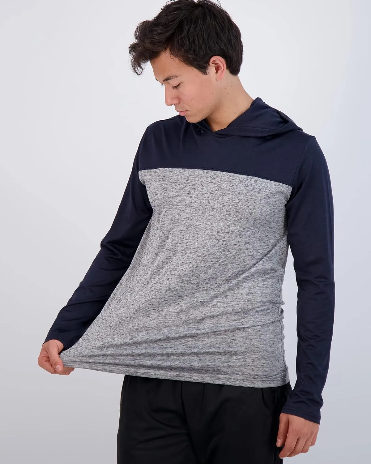 Real Essentials 3 Pack: Men's Dry Fit Wicking Long Sleeve Fishing Active Hoodie Pullover Sweatshirt (Big & Tall)