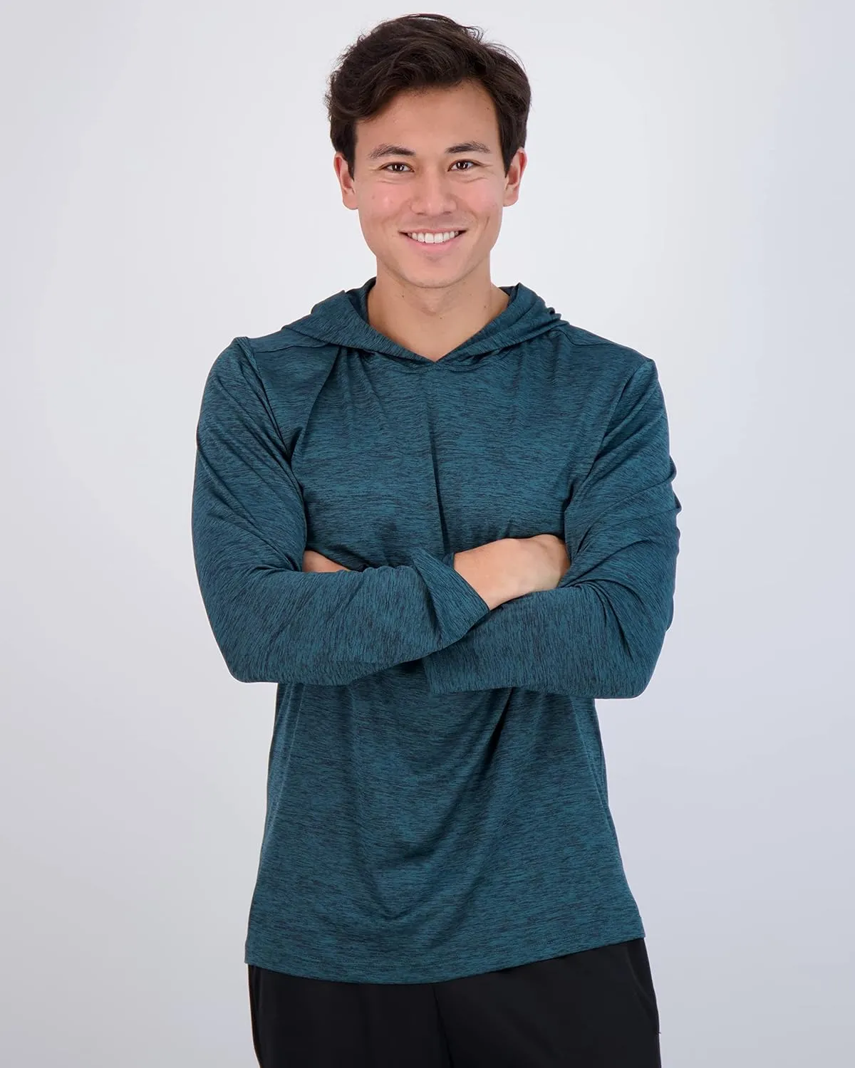 Real Essentials 3 Pack: Men's Dry Fit Wicking Long Sleeve Fishing Active Hoodie Pullover Sweatshirt (Big & Tall)