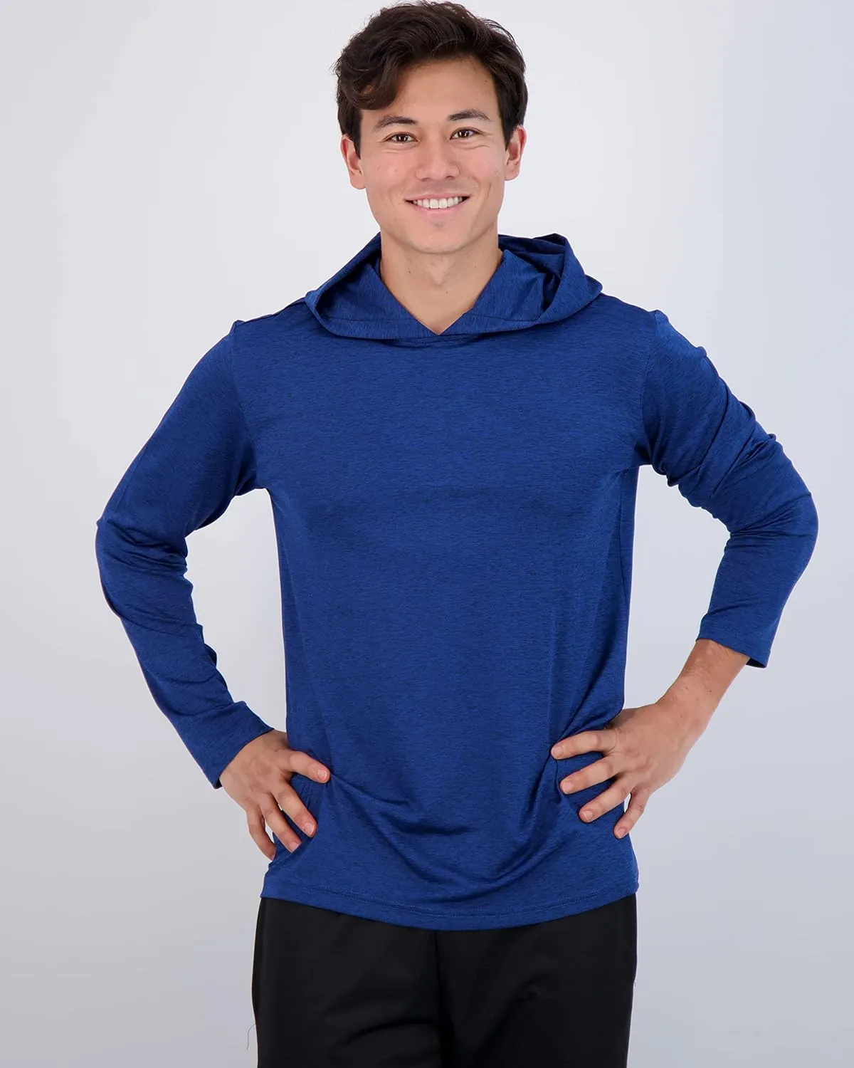 Real Essentials 3 Pack: Men's Dry Fit Wicking Long Sleeve Fishing Active Hoodie Pullover Sweatshirt (Big & Tall)