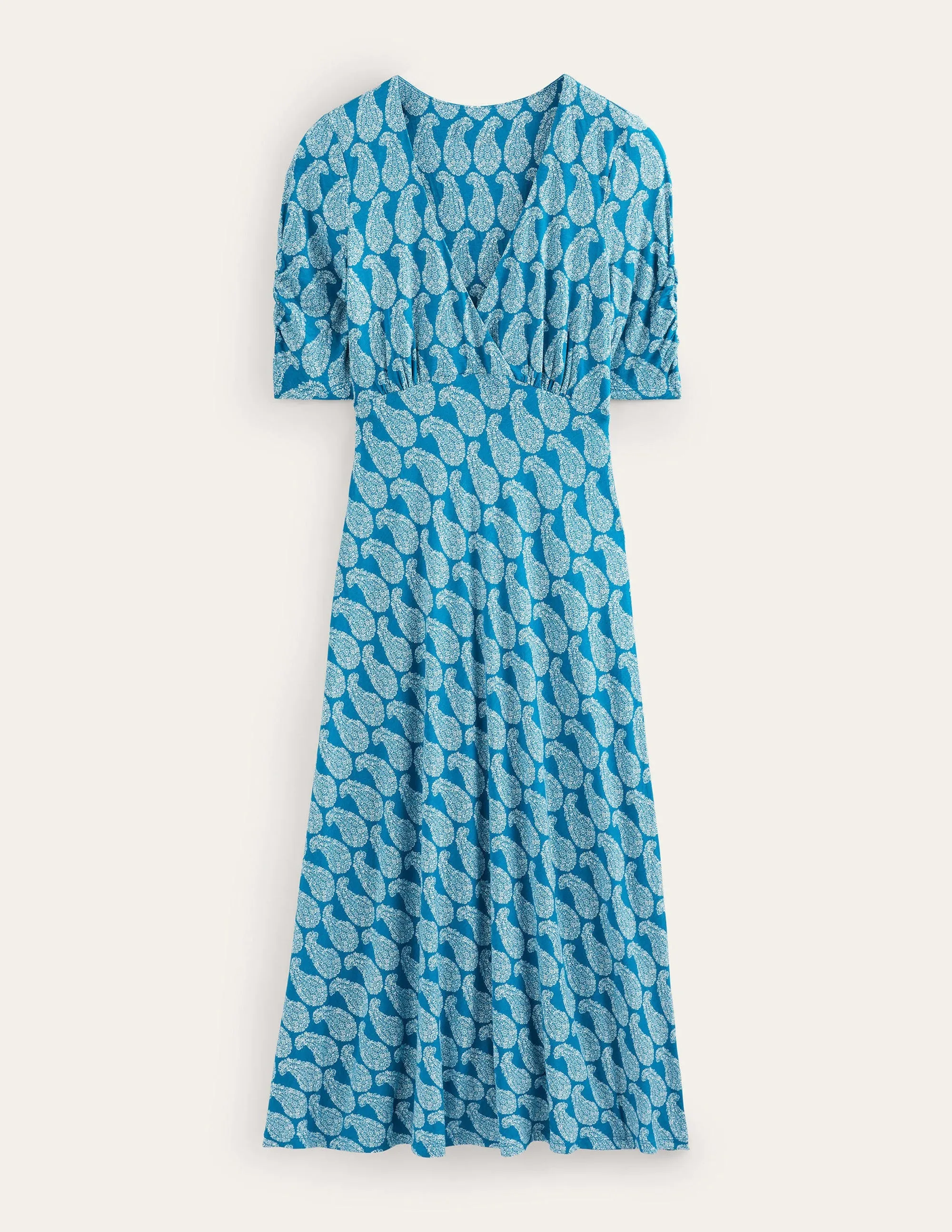 Rebecca Jersey Midi Tea Dress-Crystal Teal, Sweet Paisley