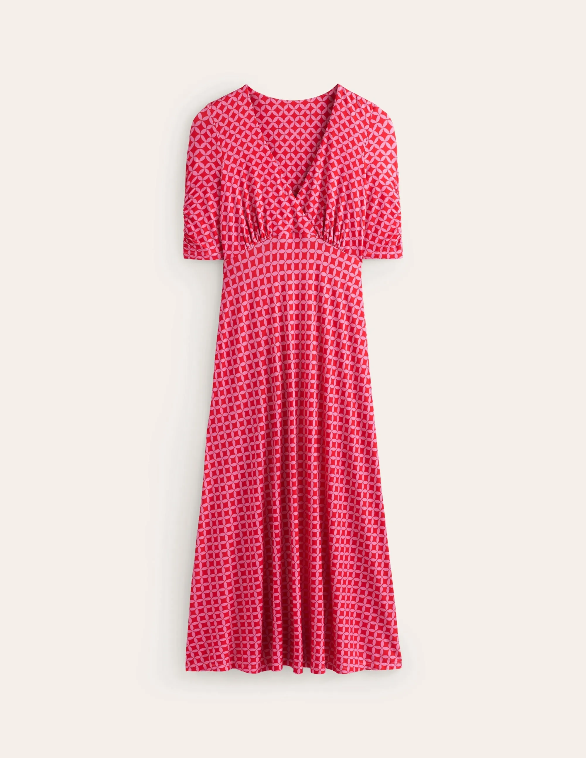 Rebecca Jersey Midi Tea Dress-Flame Scarlet, Diamond Terrace