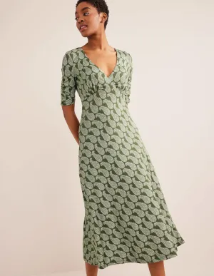 Rebecca Jersey Midi Tea Dress-Spruce, Sweet Paisley