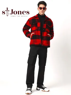 RED AND BLACK DROP SHOULDER SHACKET