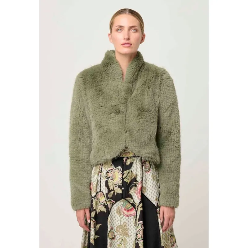 Reina Faux Fur Jacket | Jade Mist
