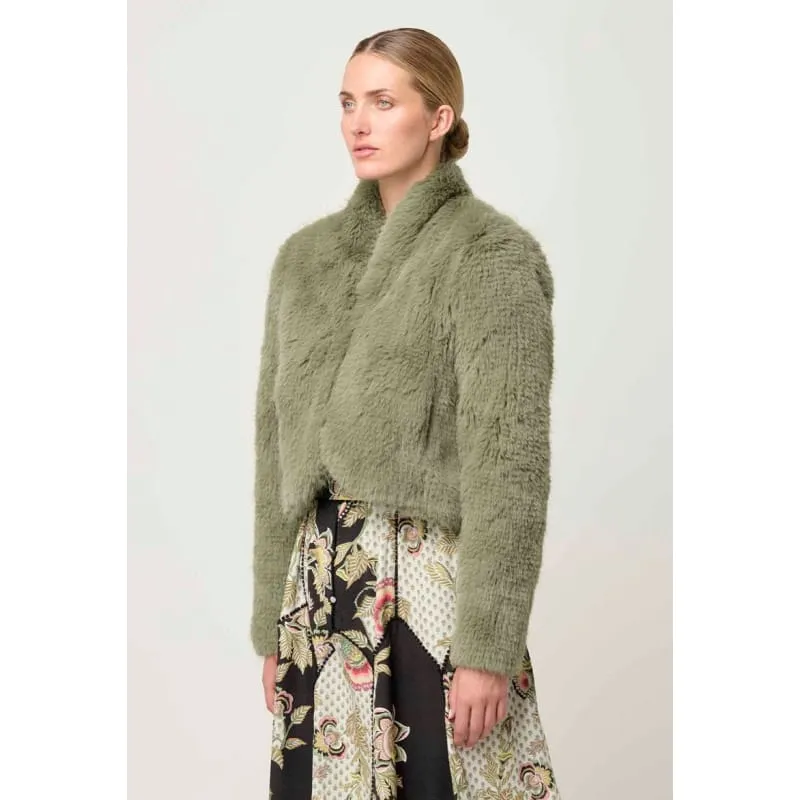 Reina Faux Fur Jacket | Jade Mist
