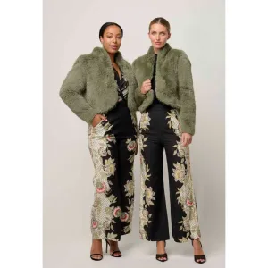 Reina Faux Fur Jacket | Jade Mist