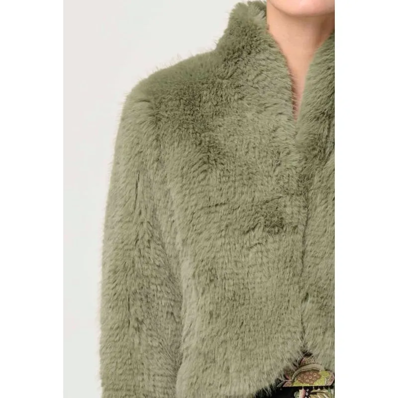 Reina Faux Fur Jacket | Jade Mist