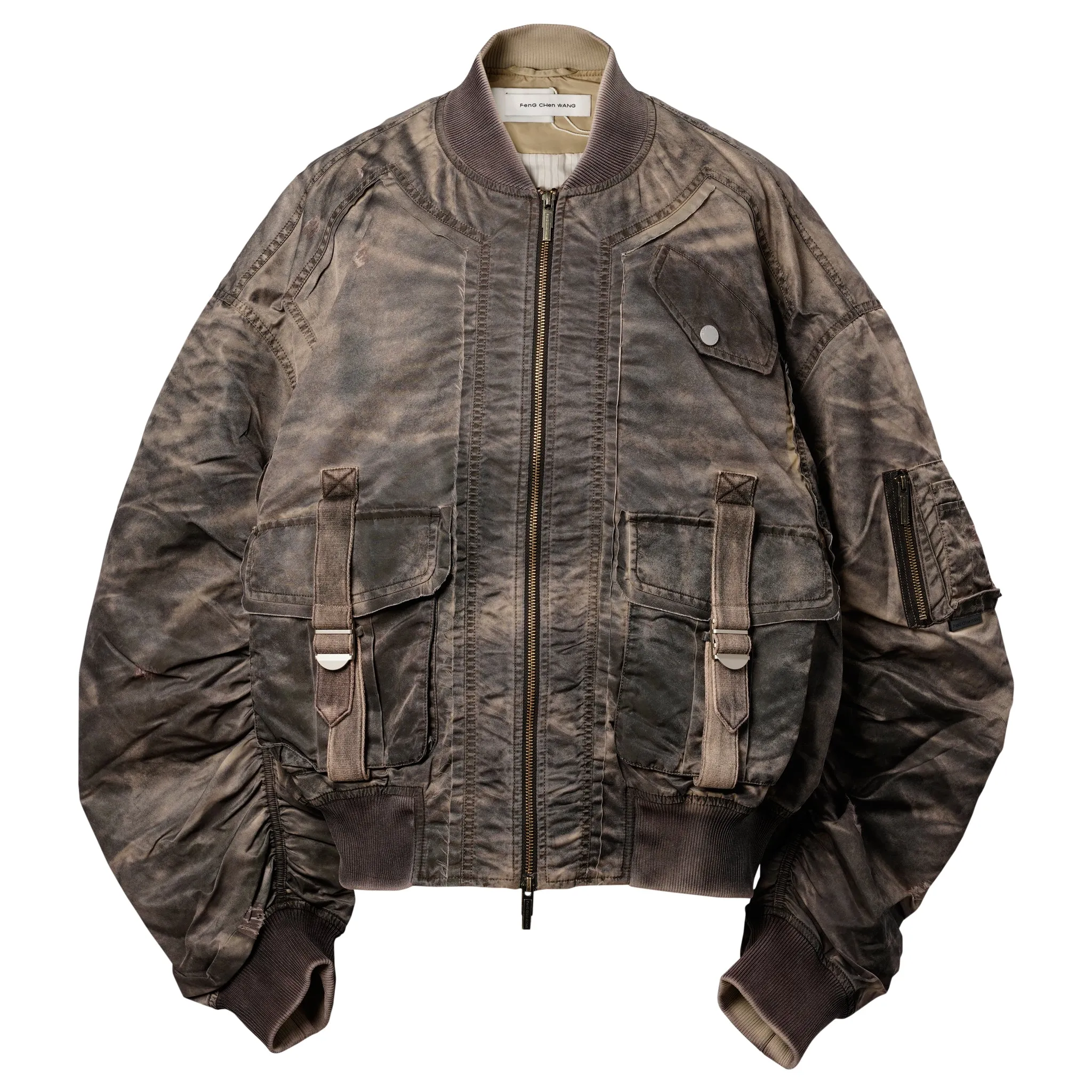 SANDWASHED NYLON BOMBER / BROWN