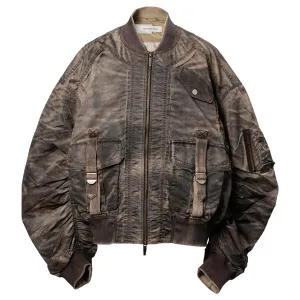 SANDWASHED NYLON BOMBER / BROWN