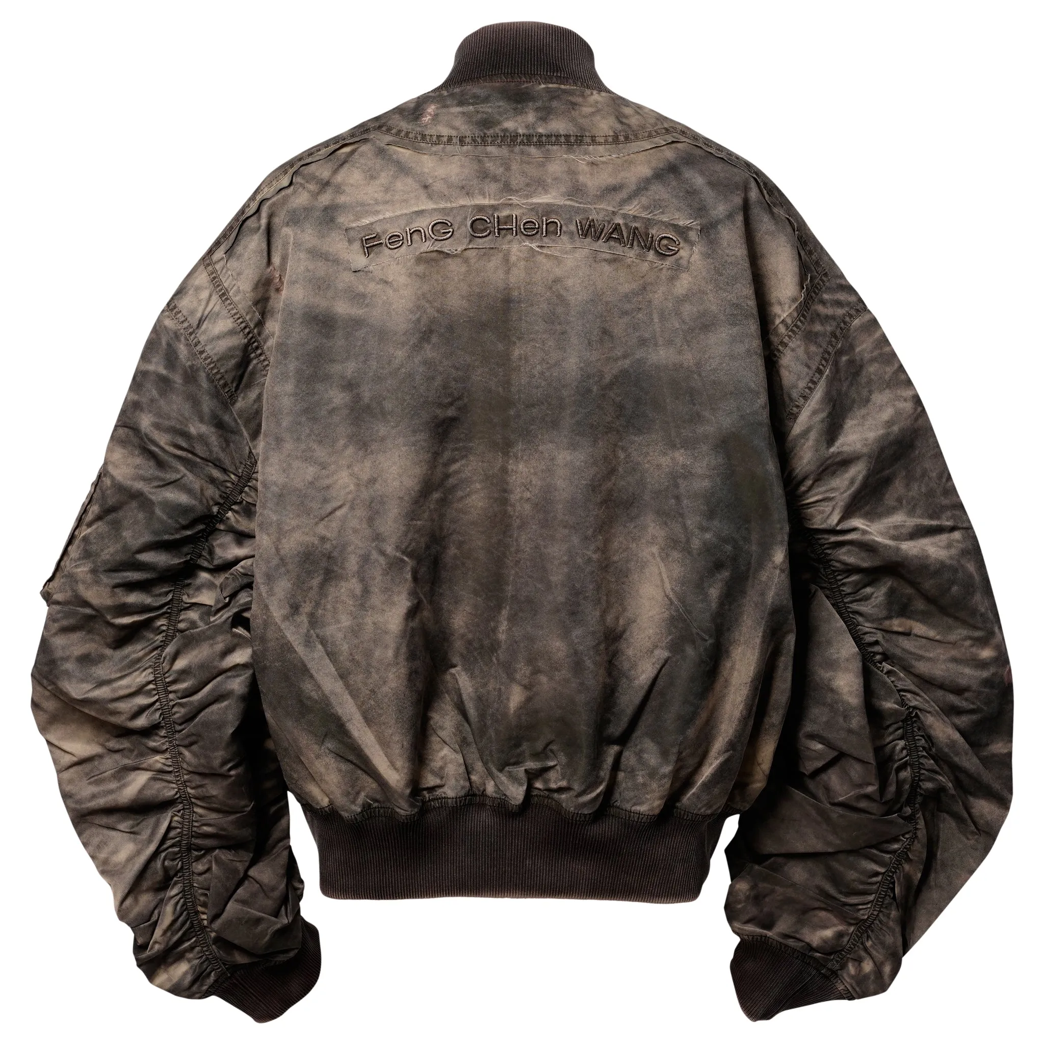 SANDWASHED NYLON BOMBER / BROWN