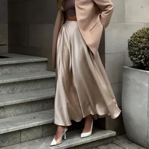 Satin Flares Long Skirt