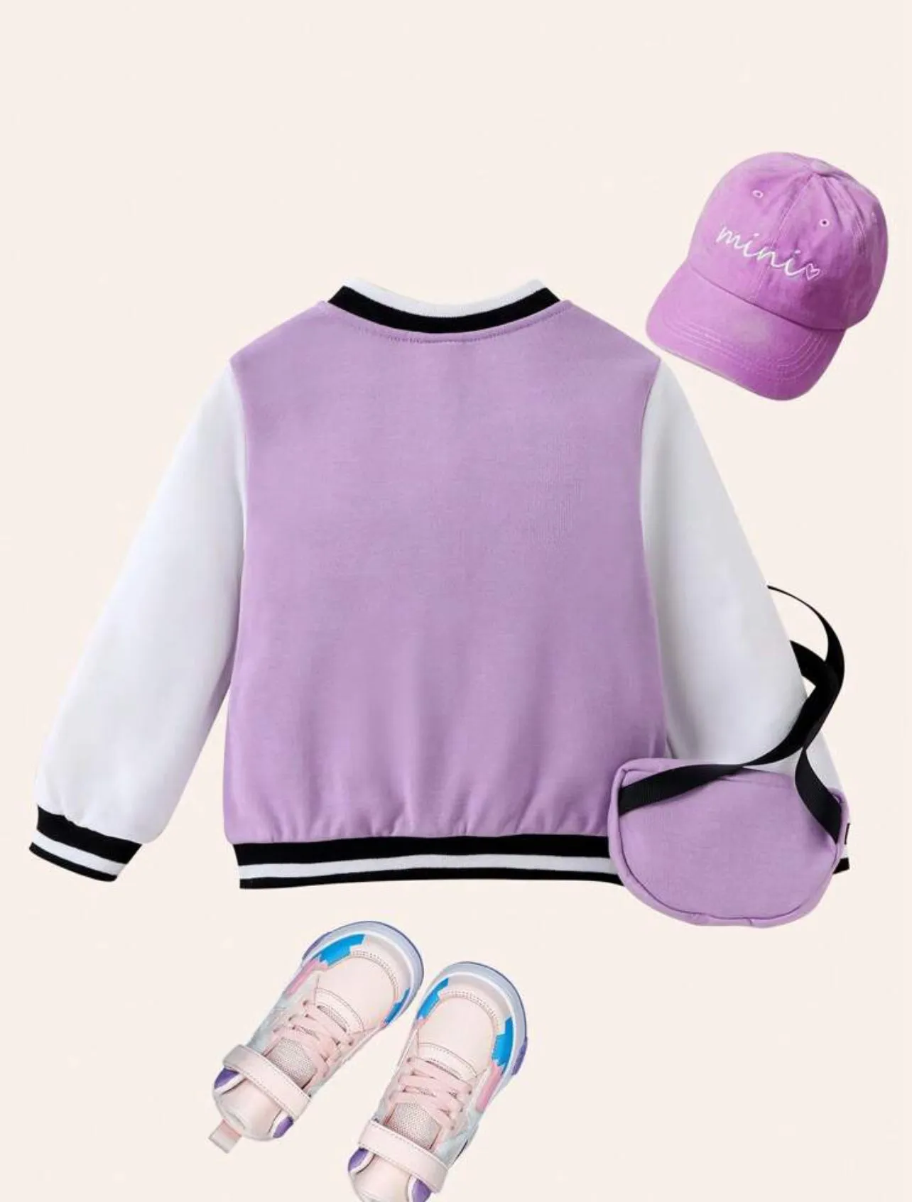 SHEIN Young Girl Interesting Printed Color Blocking Casual Street Style Jacket Suitable For Autumn And Winter - 6 Years