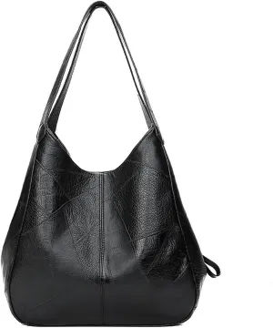 Shoulder Bag Large Capacity Waterproof Canvas Handbag with Shoulder Strap - Versatile Leisure Small Leather Bag(Black)