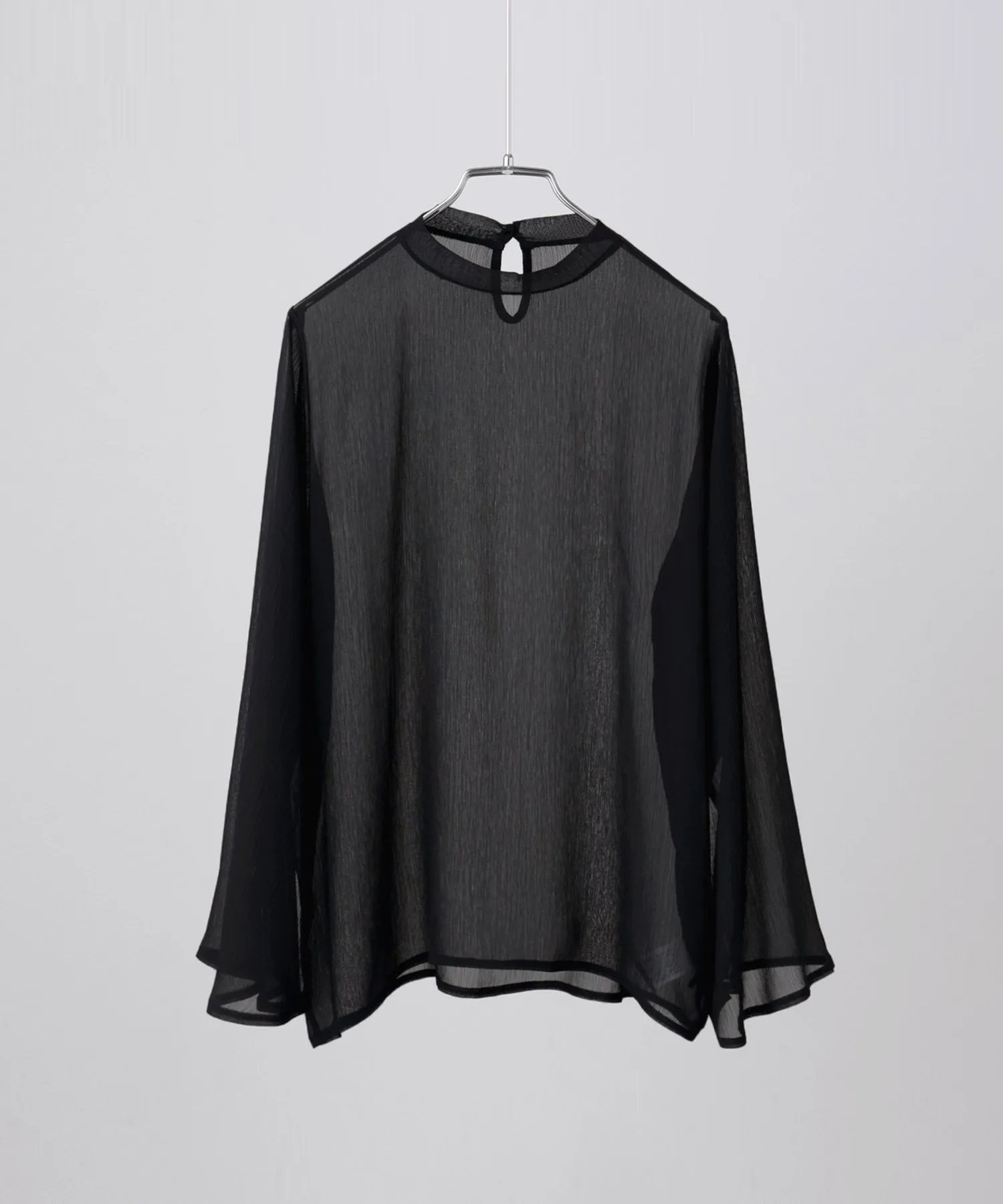 Slit sleeve pleats sheer tops