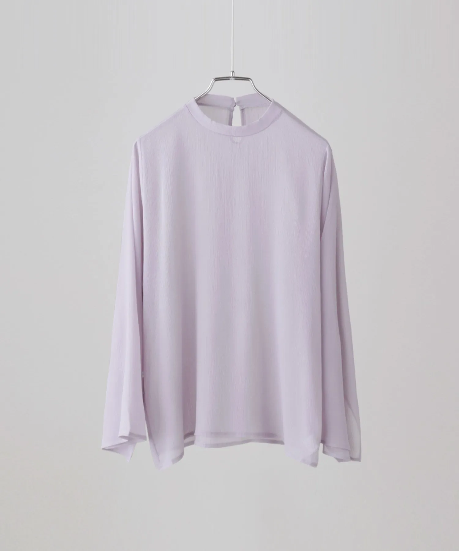 Slit sleeve pleats sheer tops