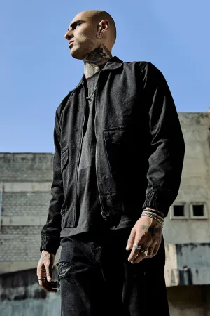 Snitch Revolution Black Zipper Denim Jacket