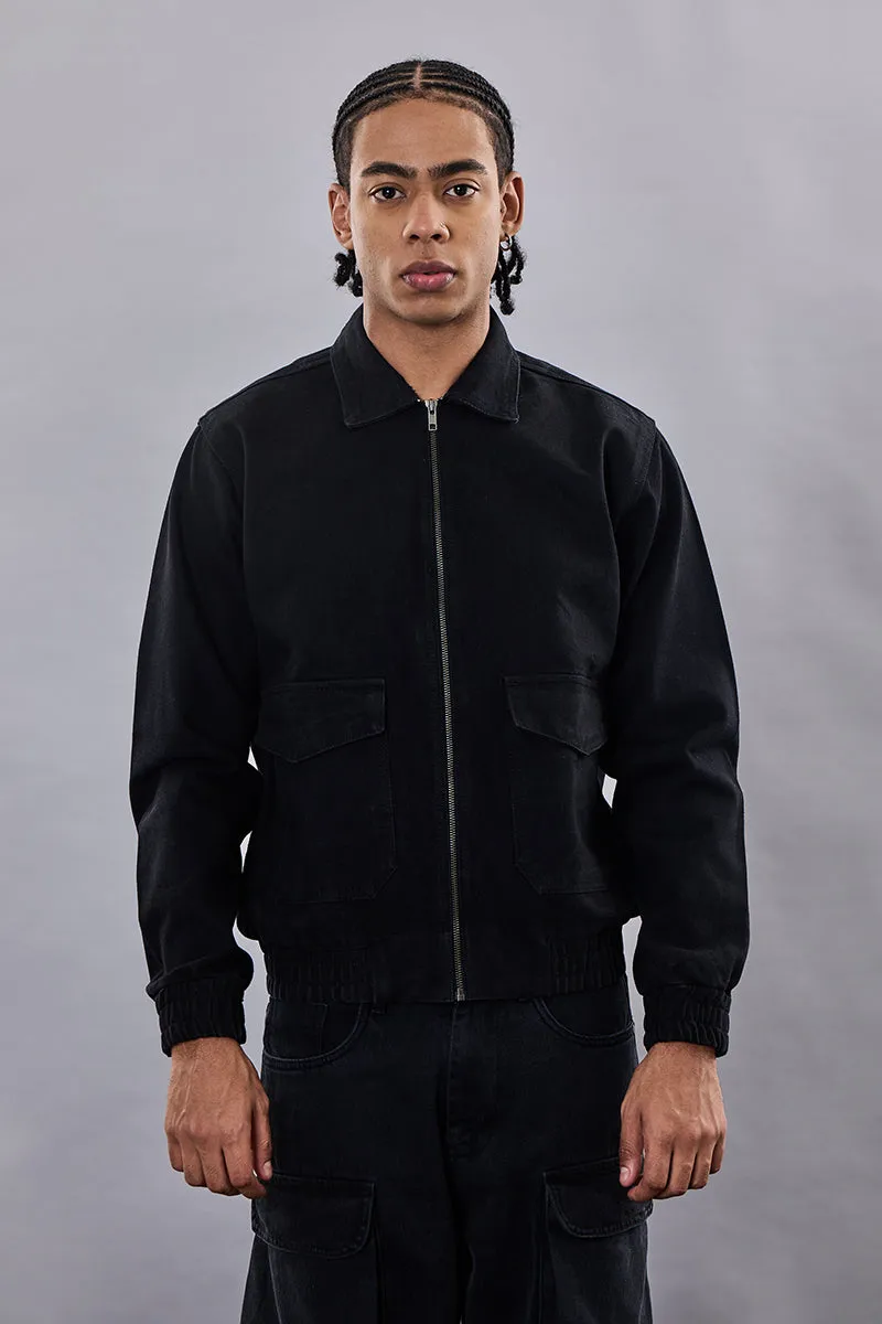 Snitch Revolution Black Zipper Denim Jacket