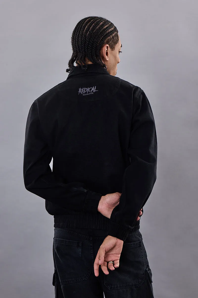 Snitch Revolution Black Zipper Denim Jacket