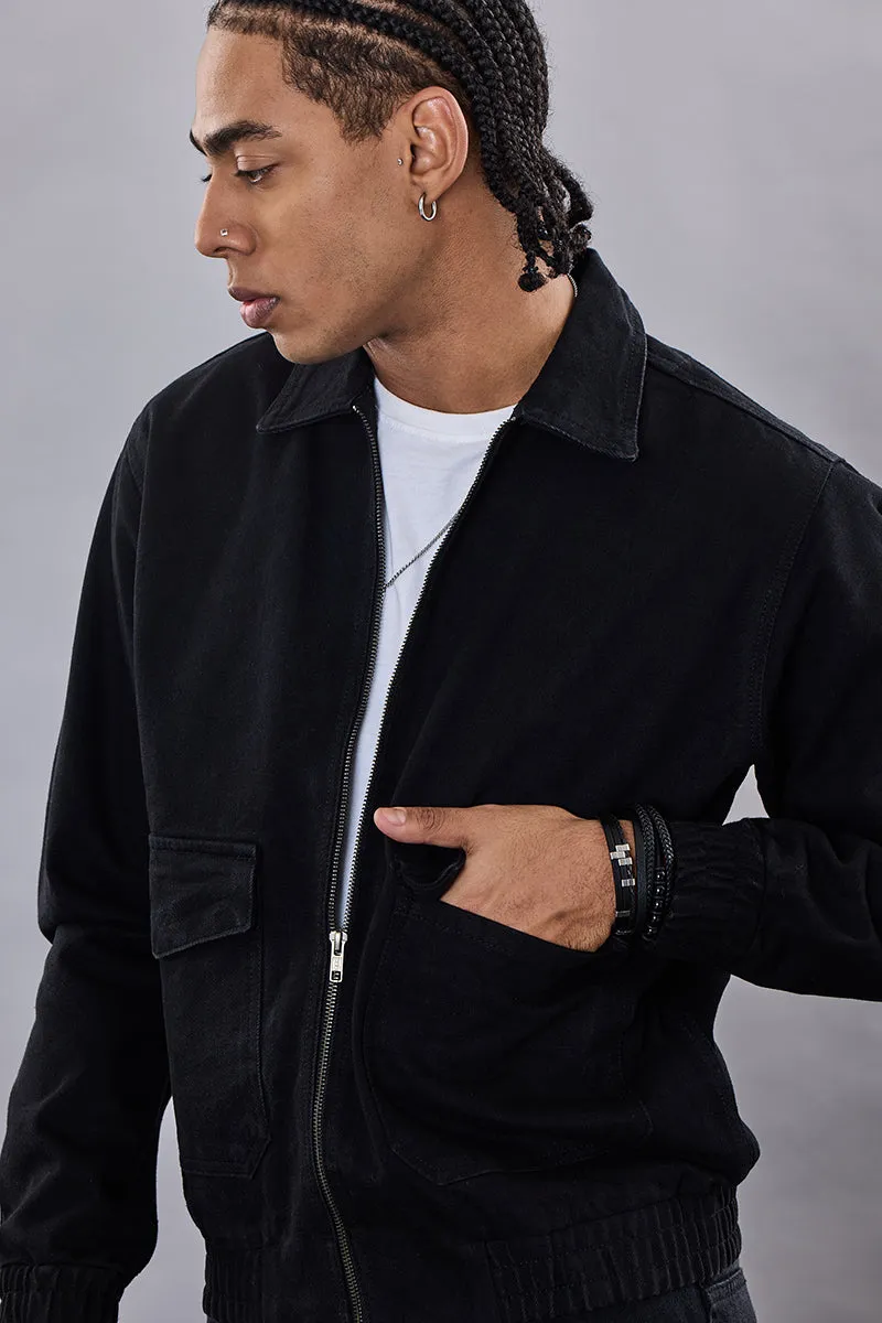 Snitch Revolution Black Zipper Denim Jacket