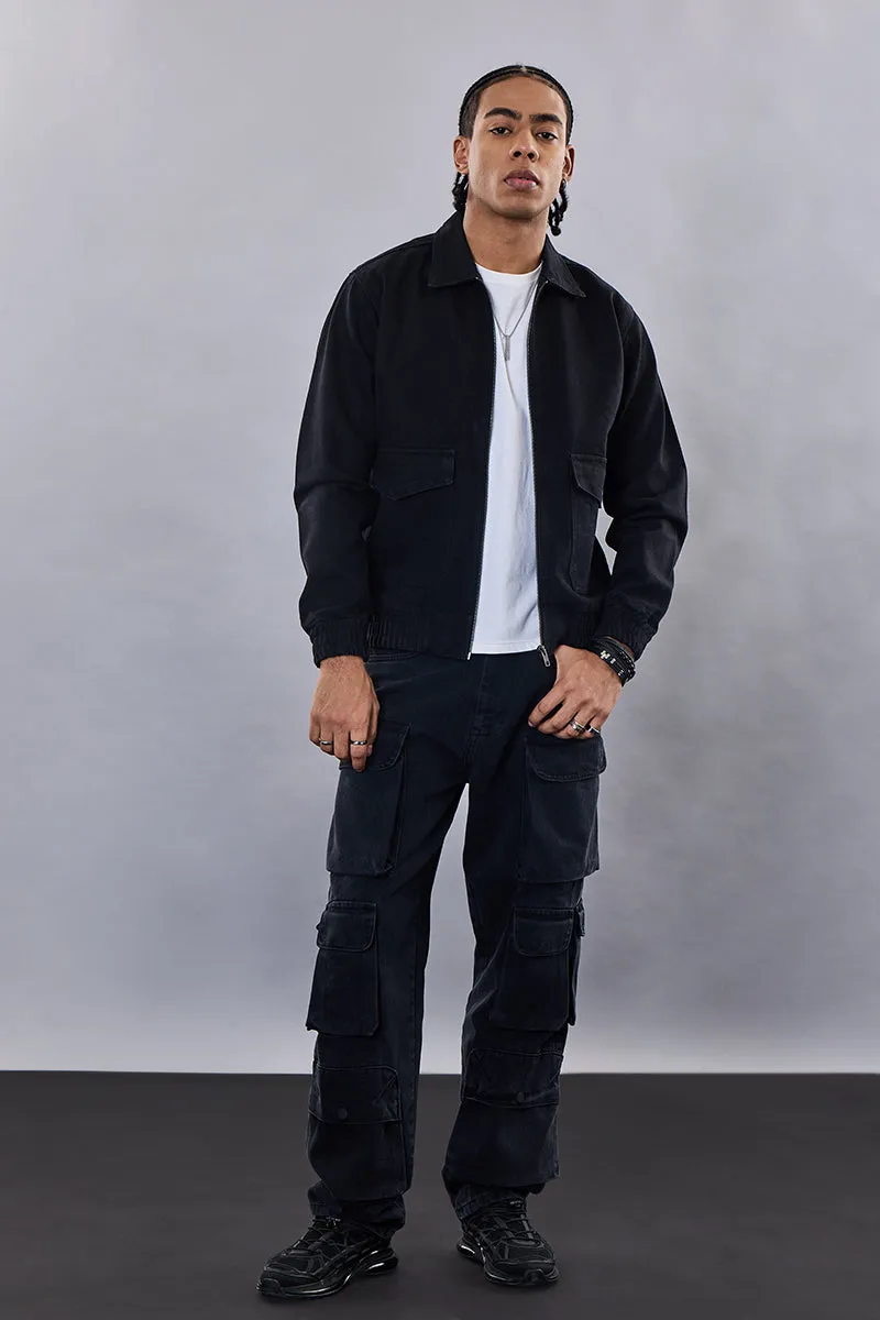 Snitch Revolution Black Zipper Denim Jacket