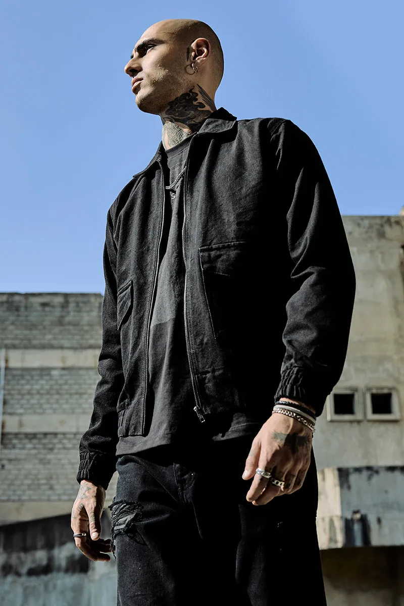 Snitch Revolution Black Zipper Denim Jacket