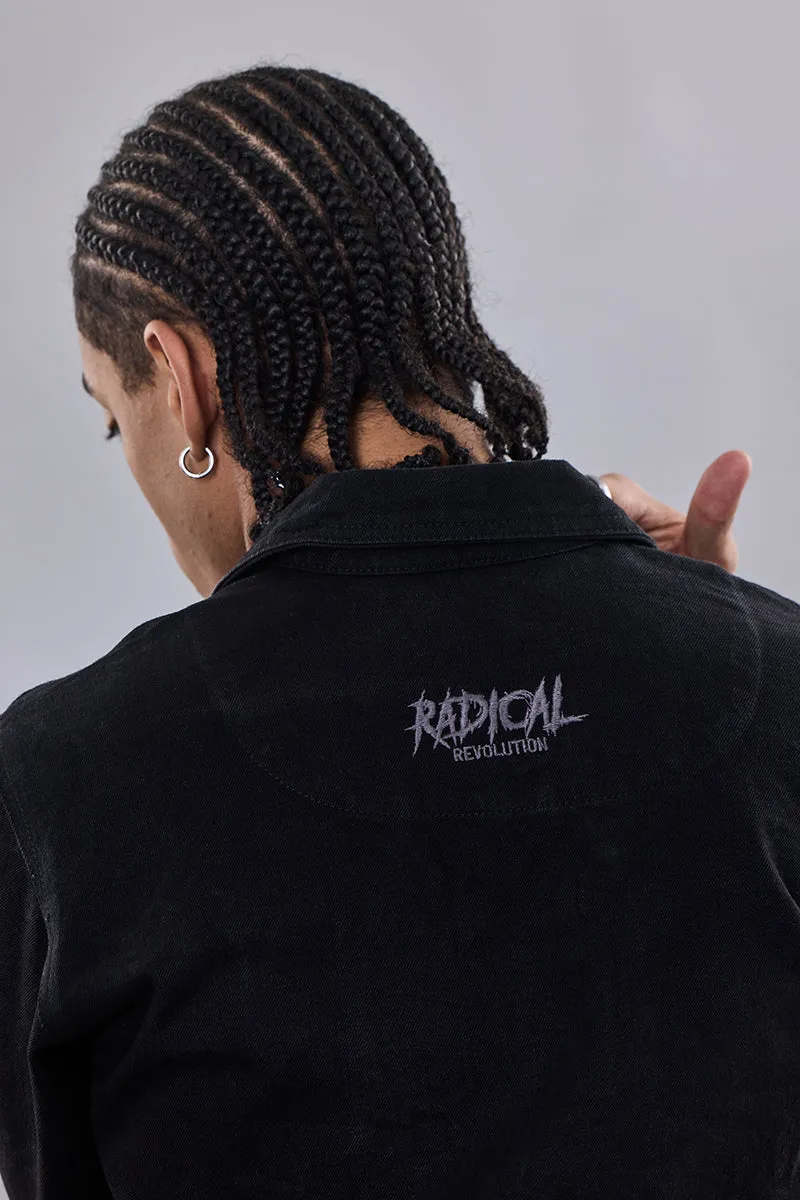 Snitch Revolution Black Zipper Denim Jacket