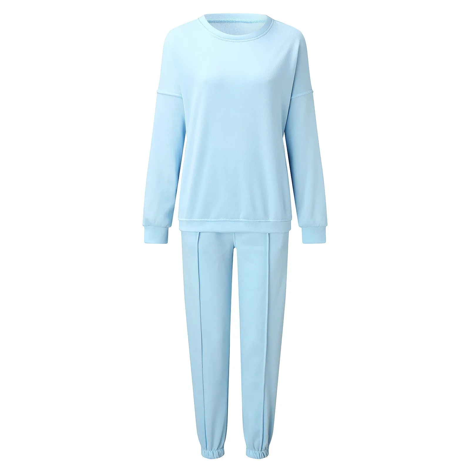 Solid Color Sweatshirt&Trousers Casual 2Pcs