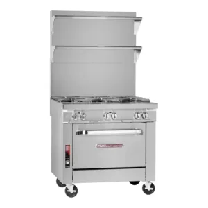 Southbend P36D-HHH 36" Stainless Steel Gas Heavy Duty Range with (3) Hot Tops, (1) Standard Oven, LPG,141,000 Total BTU