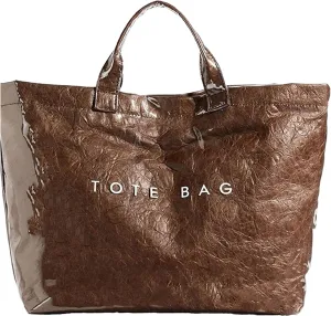 Stellaya Women Letters Print Tote Bag, Stellaya PVC Large Kraft Paper Tote Bag,Large Capacity Fashion Versatile,