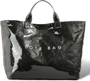 Stellaya Women Letters Print Tote Bag, Stellaya PVC Large Kraft Paper Tote Bag,Large Capacity Fashion Versatile,