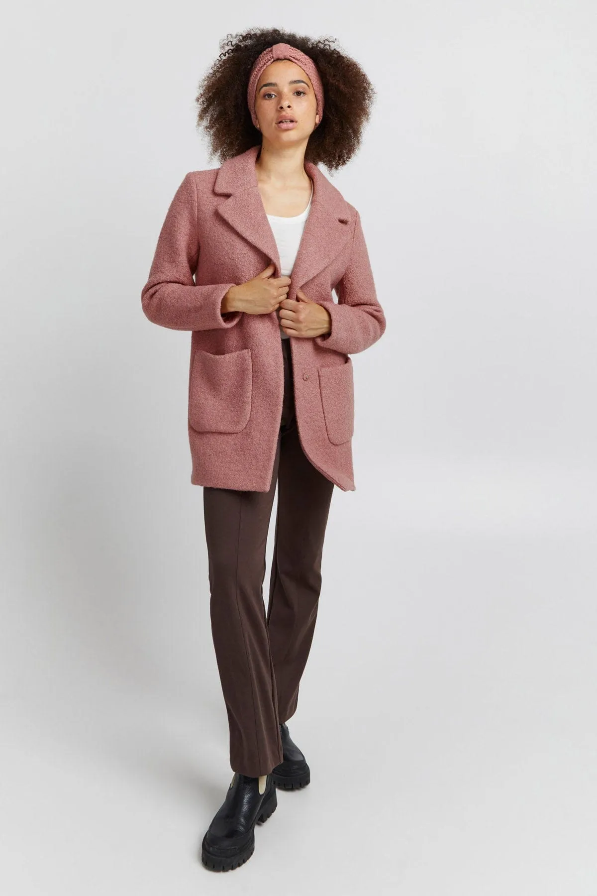 Stipa Wool Knit Coat - Ash Rose