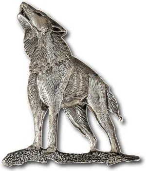 StockPins Howling Wolf Lapel Pin  Pewter Viking Brooch for Men and Women, Lone Wolf Cloak Pin, Motorcycle Vest and Jacket Accessory, Perfect for Animal Lovers