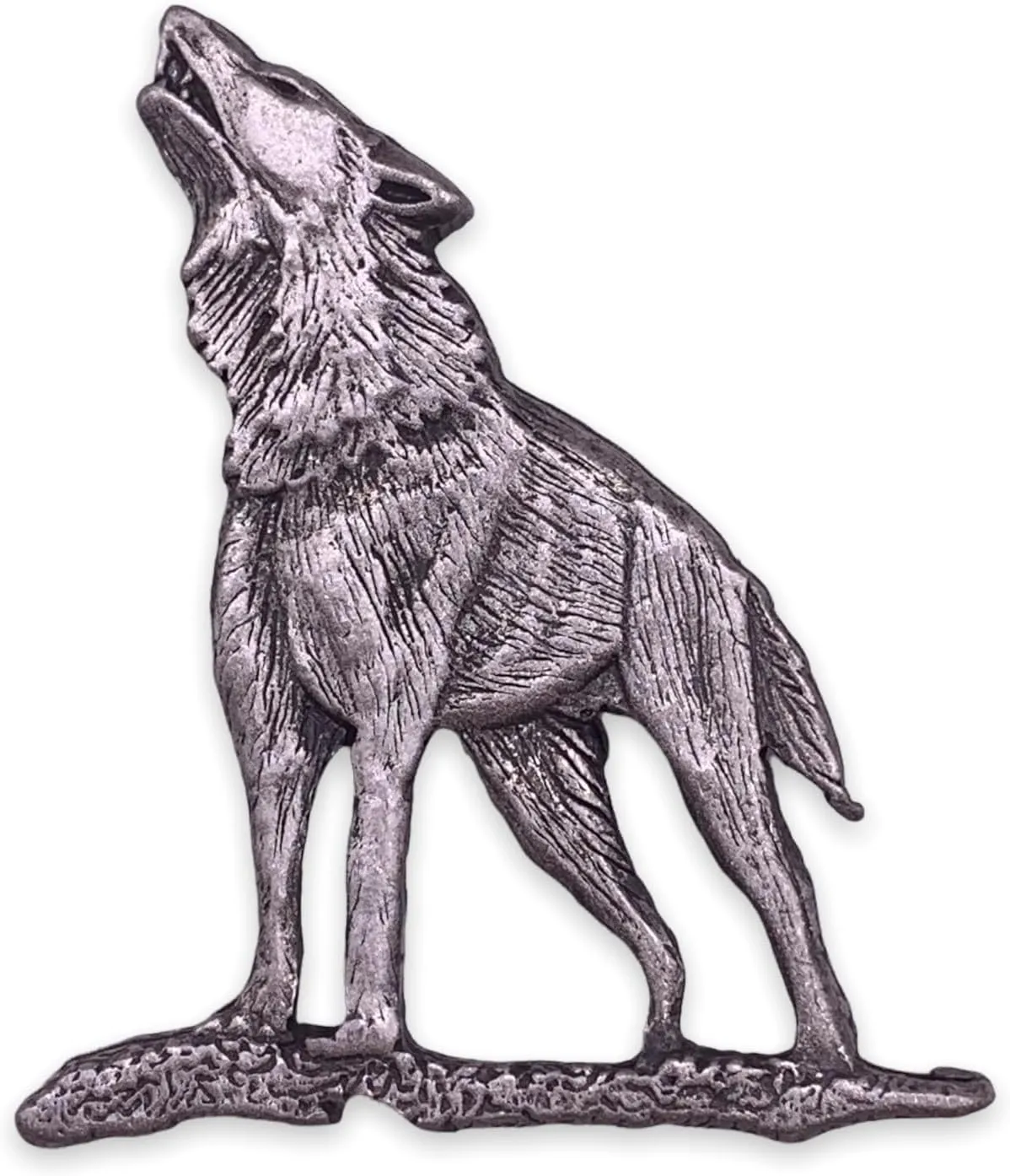 StockPins Howling Wolf Lapel Pin  Pewter Viking Brooch for Men and Women, Lone Wolf Cloak Pin, Motorcycle Vest and Jacket Accessory, Perfect for Animal Lovers
