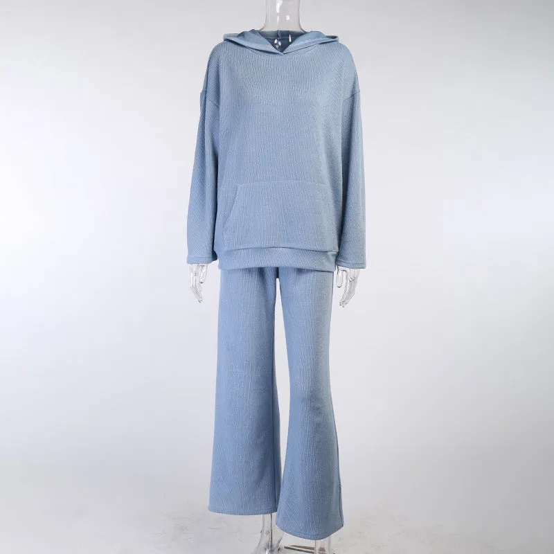 Striped Knit Hoodie&Trousers 2Pcs