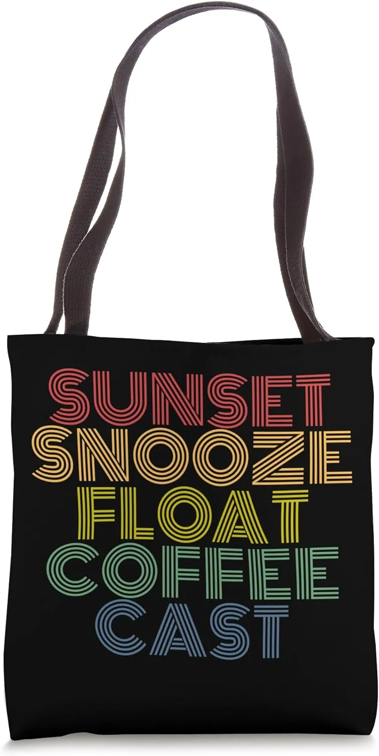 Sunset Snooze Float Coffee Cast Lake Life Vibes Tote Bag