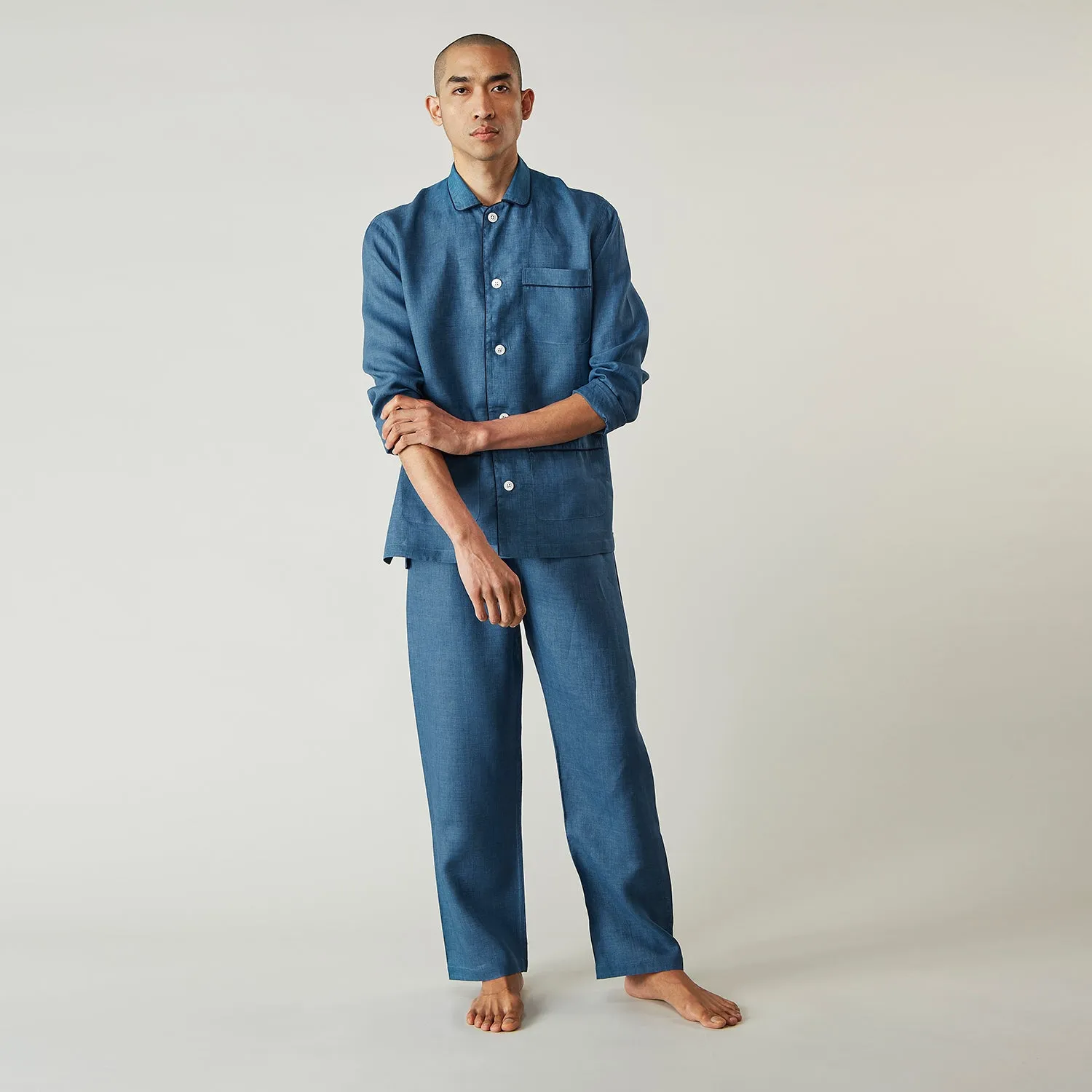 Teal Linen Modern Pyjama Set