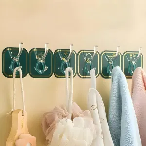 trendy self sticking hooks strip of 6 pcs multicolor