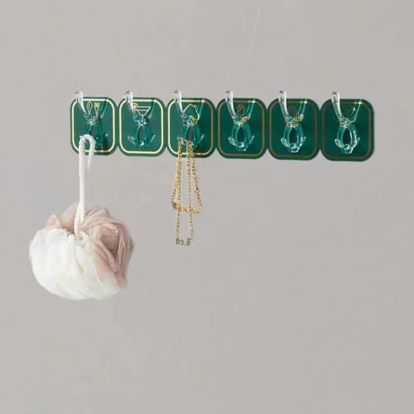 trendy self sticking hooks strip of 6 pcs multicolor