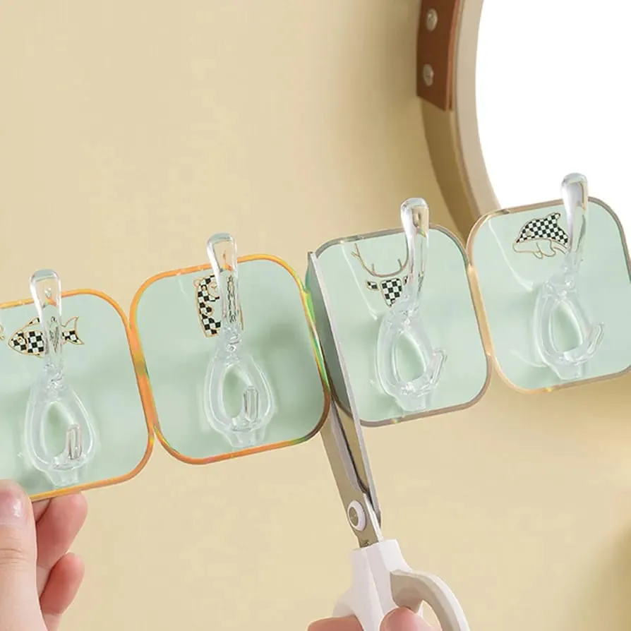 trendy self sticking hooks strip of 6 pcs multicolor