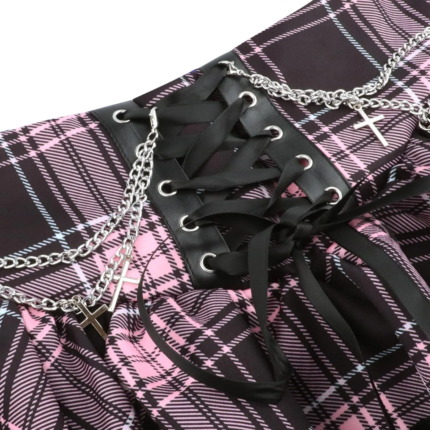 TSMNZMU Womens Gothic Mini Skirts High Waist Punk Grunge Pleated Skirts Harajuku Lolita Skirt Mall Goth Emo Skirt