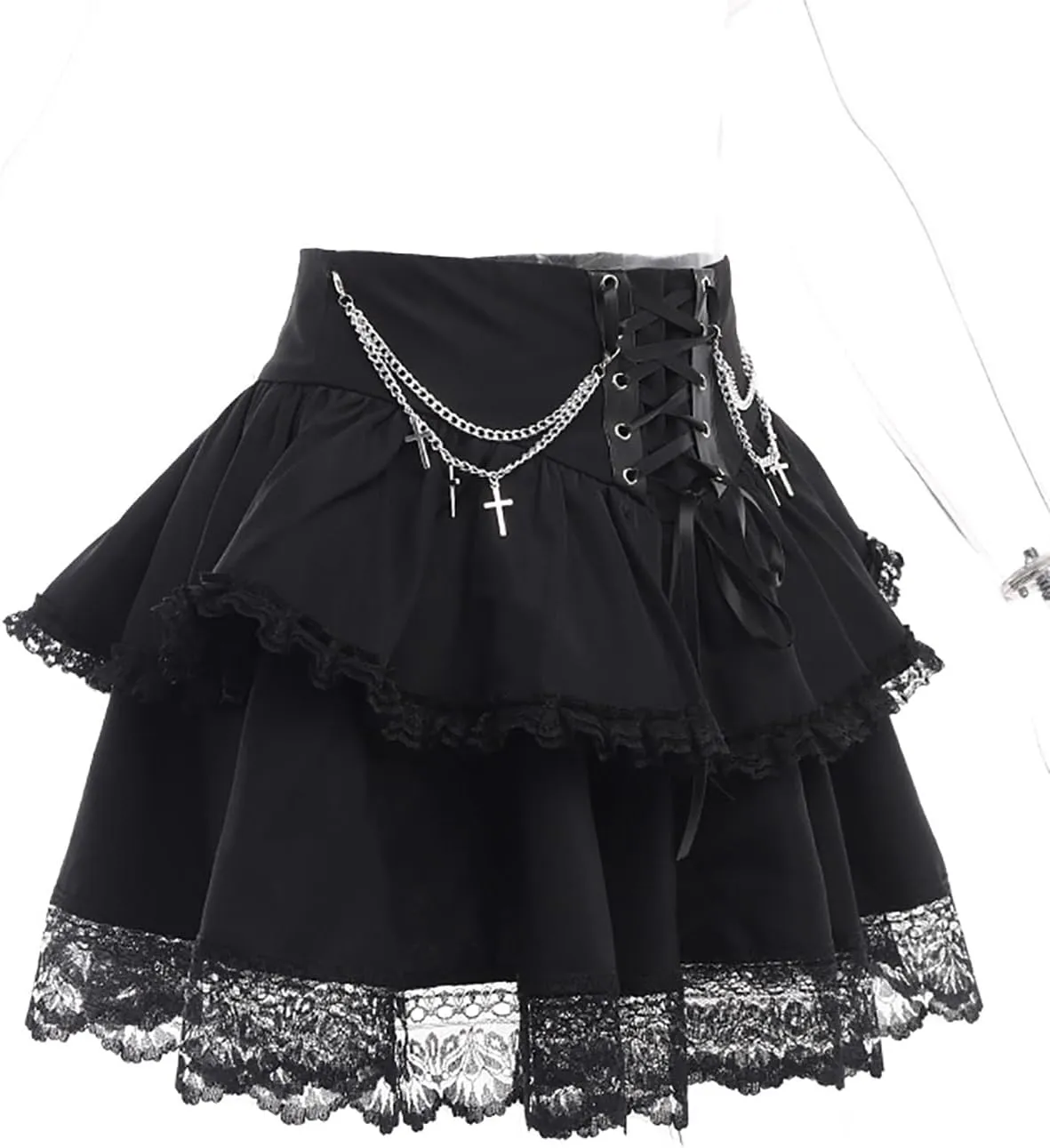 TSMNZMU Womens Gothic Mini Skirts High Waist Punk Grunge Pleated Skirts Harajuku Lolita Skirt Mall Goth Emo Skirt
